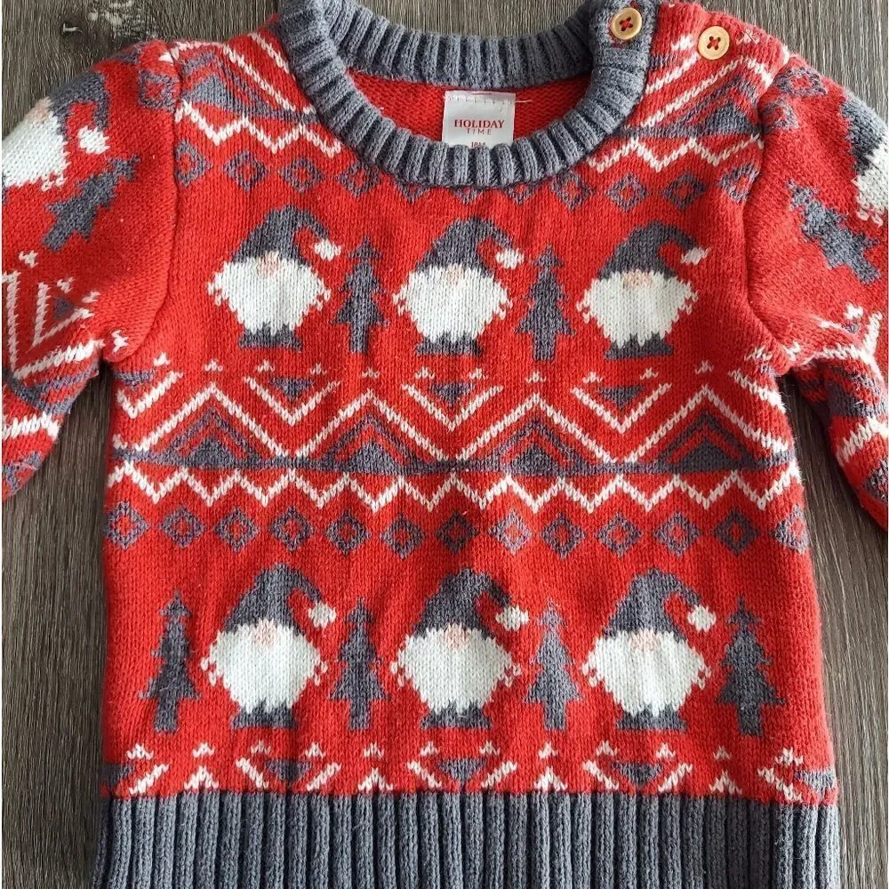 Holiday Time Baby Toddler Boy or Girls Unisex Christmas Sweater, Size 18 Months